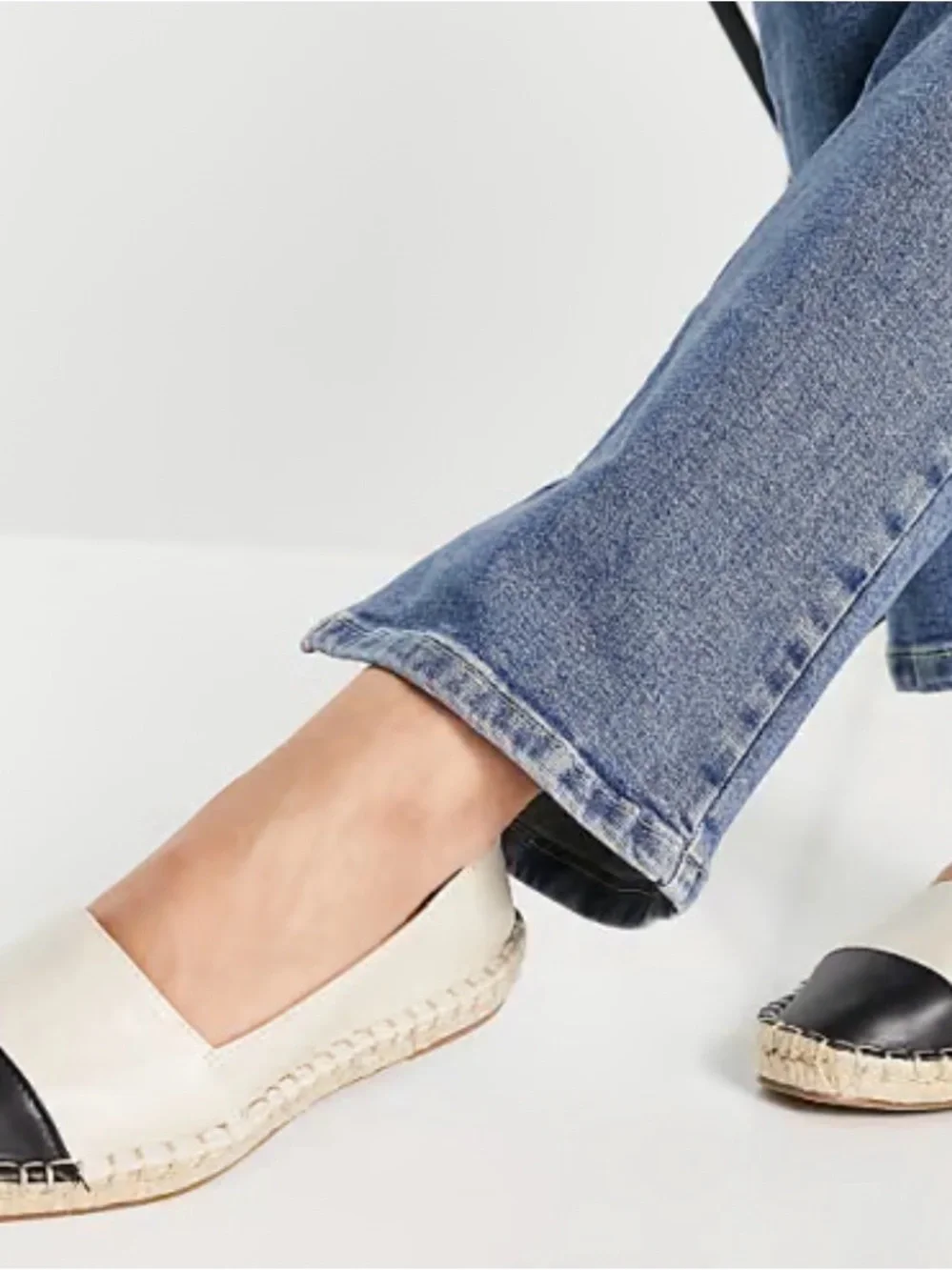 J. Crew Two-Tone Canvas Espadrilles in Cream and Black 6.5